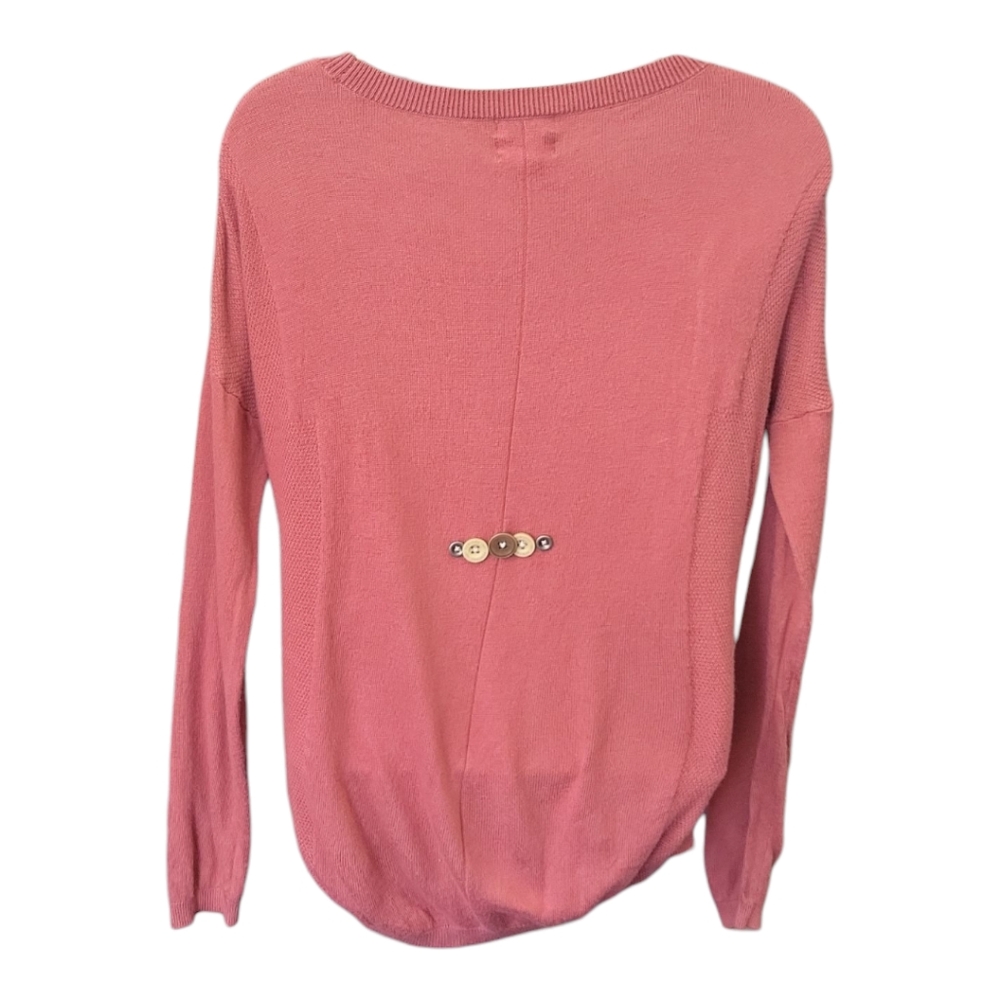 Pink Rose sweater | Medium | Custom Button Design